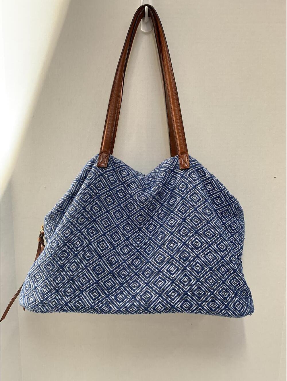 Street Level Anchorage Blue and White Tote Bag Boho Vintage